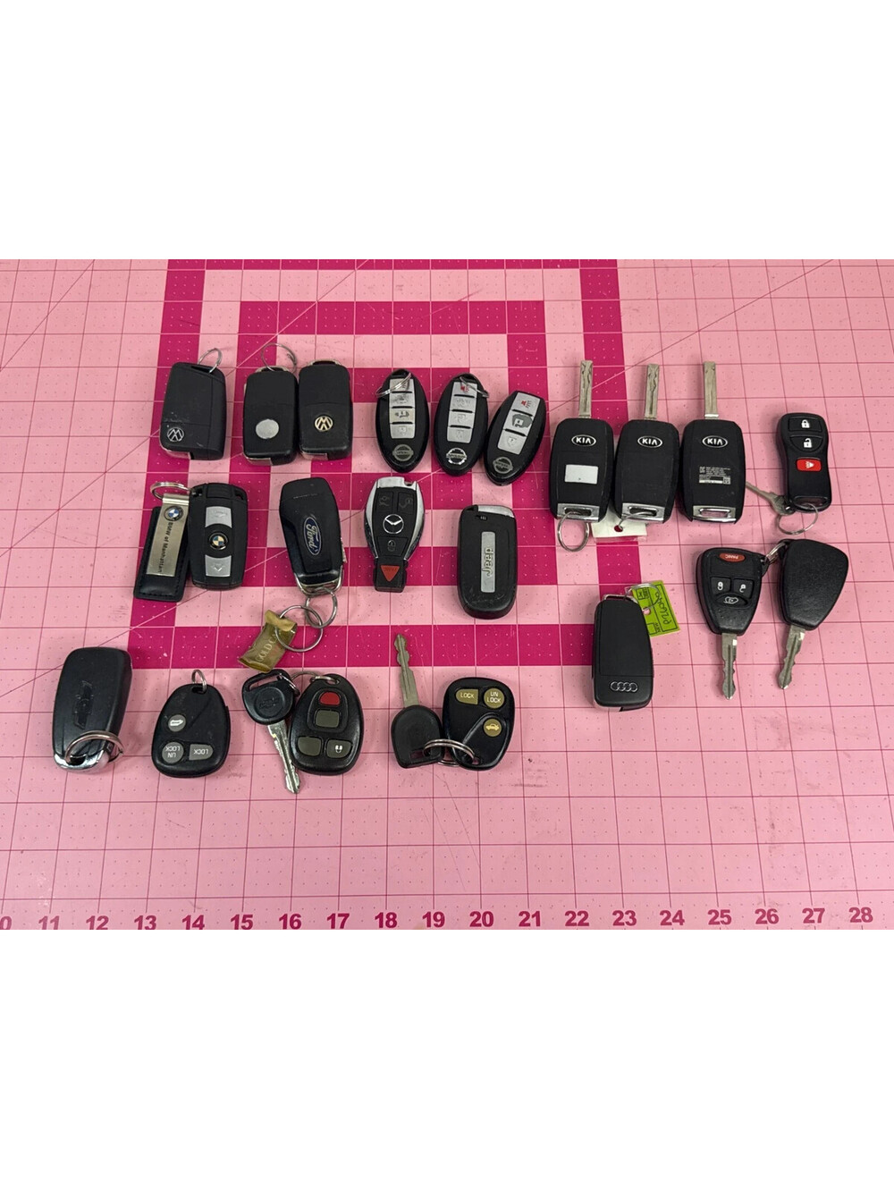 LOT OF 26 Used OEM Car Key Fobs Remotes Various Manufacturers For Parts Untested
